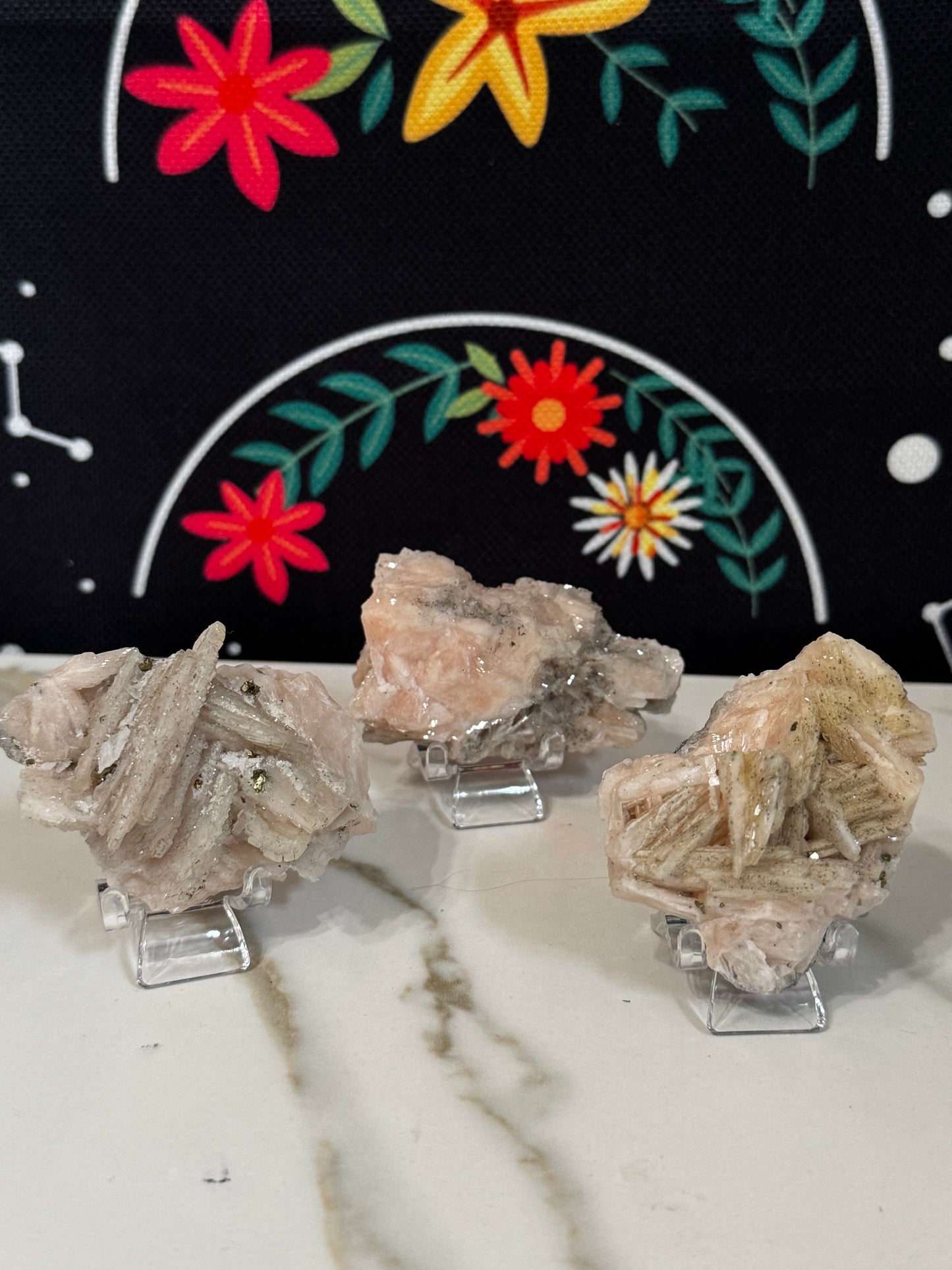 Pink Barite with Pyrite