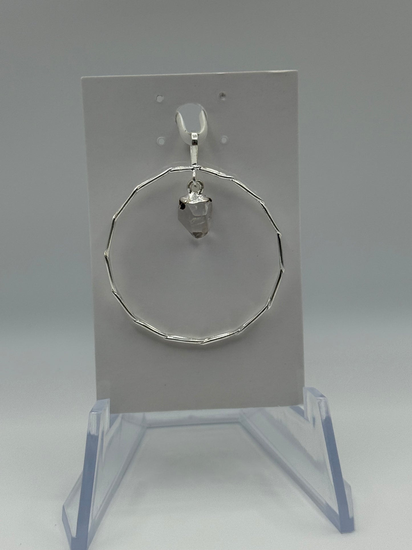 Silver Circle Pendant with Quartz