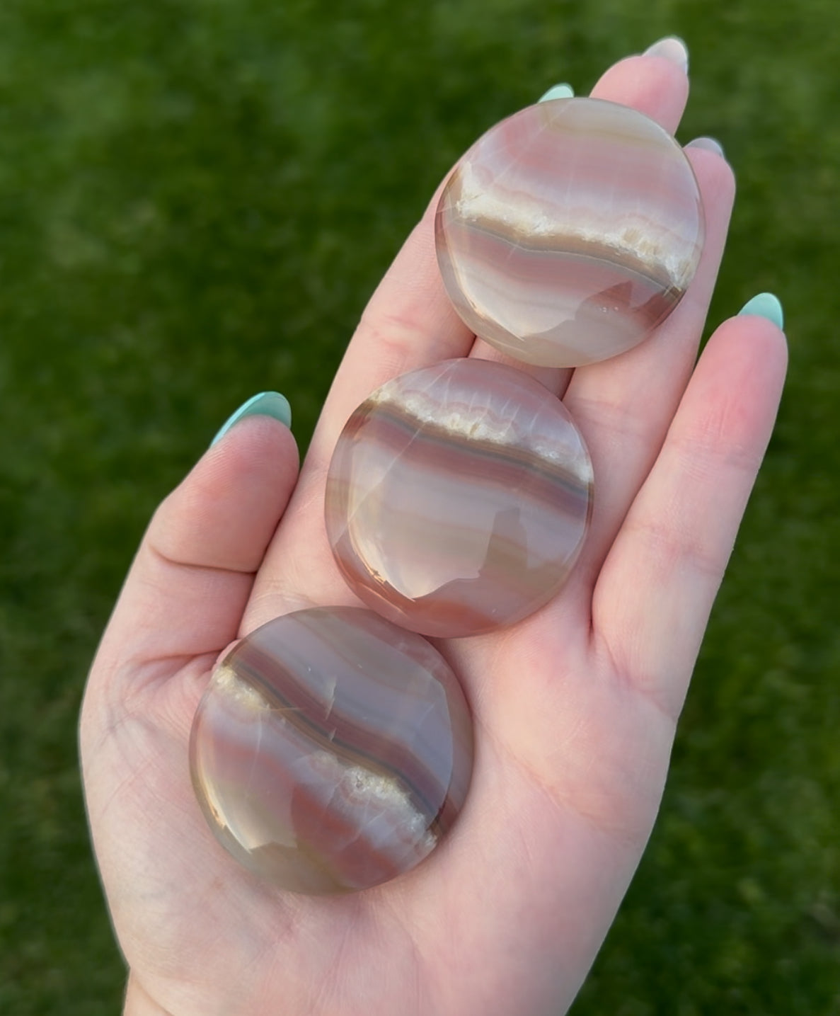 Banded Pink Calcite Flat Stone