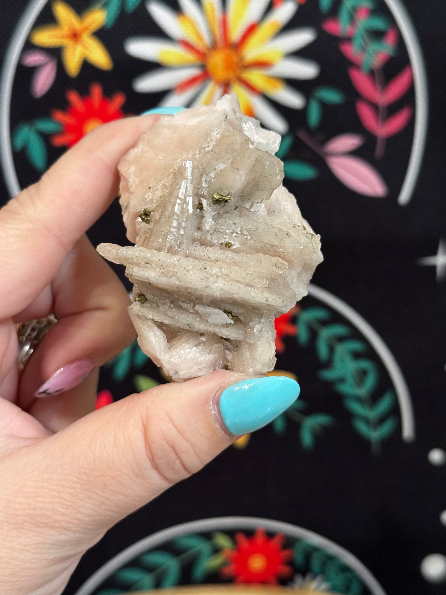 Pink Barite with Pyrite