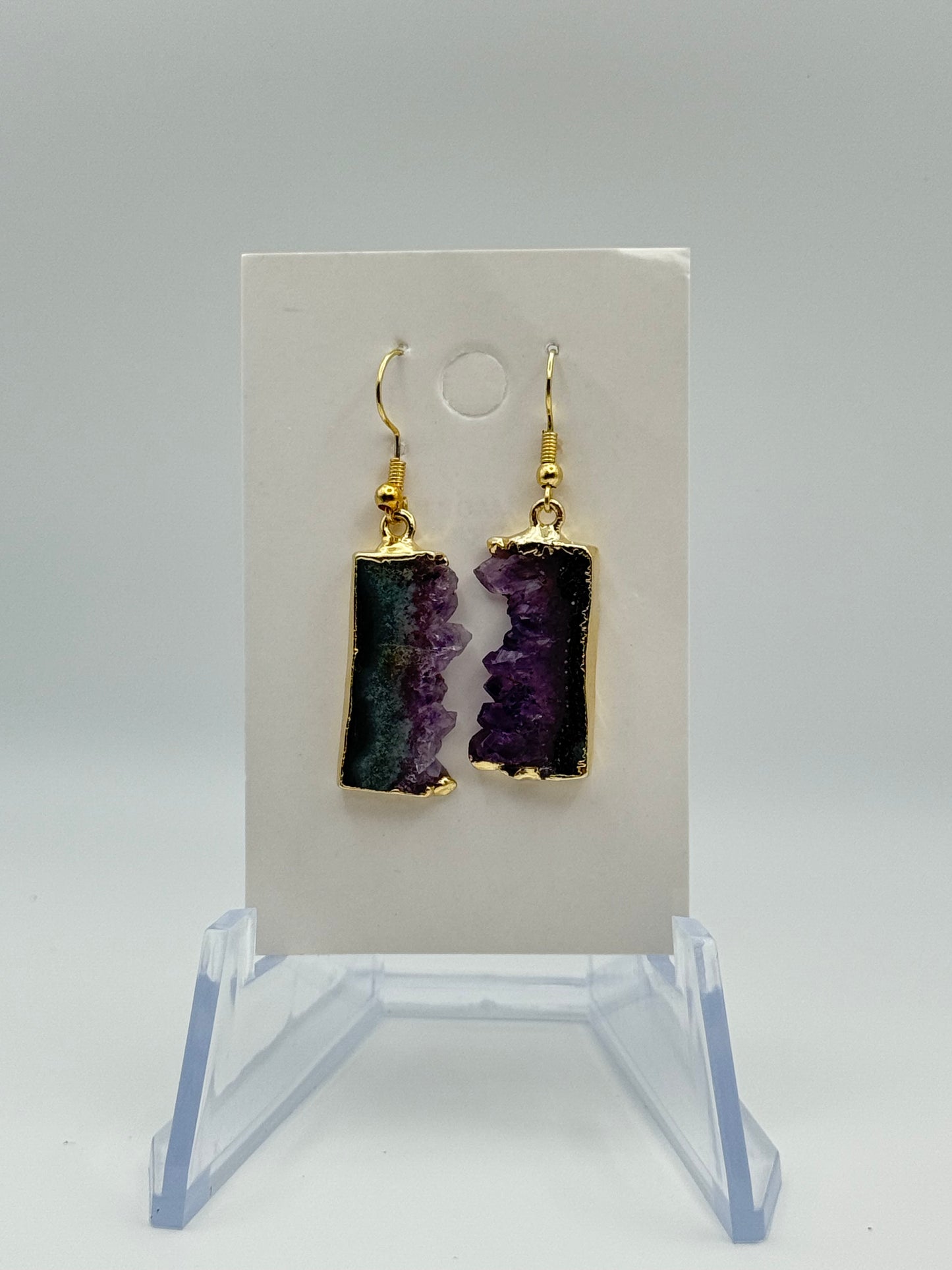 Amethyst Slice Earrings (gold)