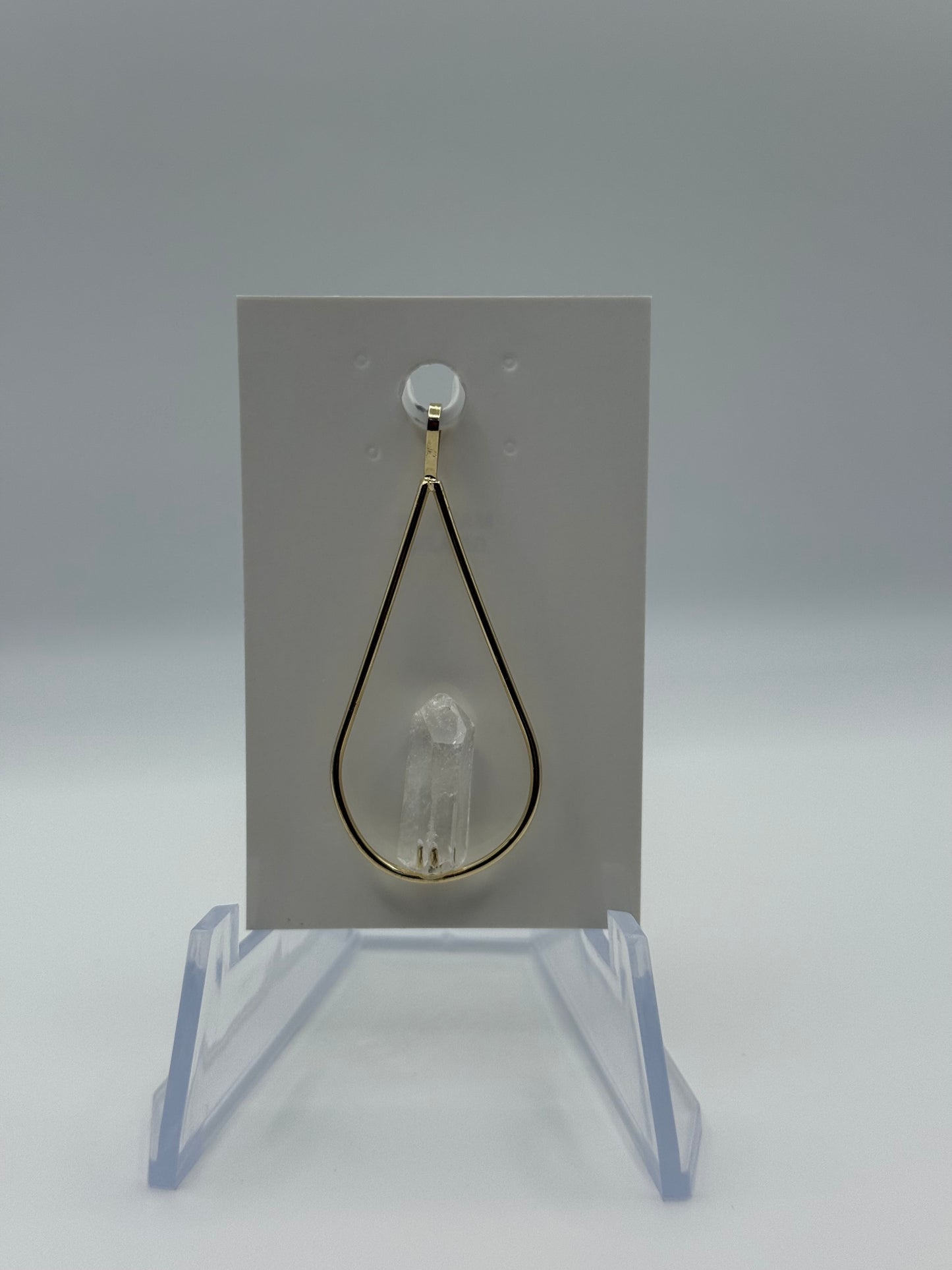 Gold Teardrop with Quartz