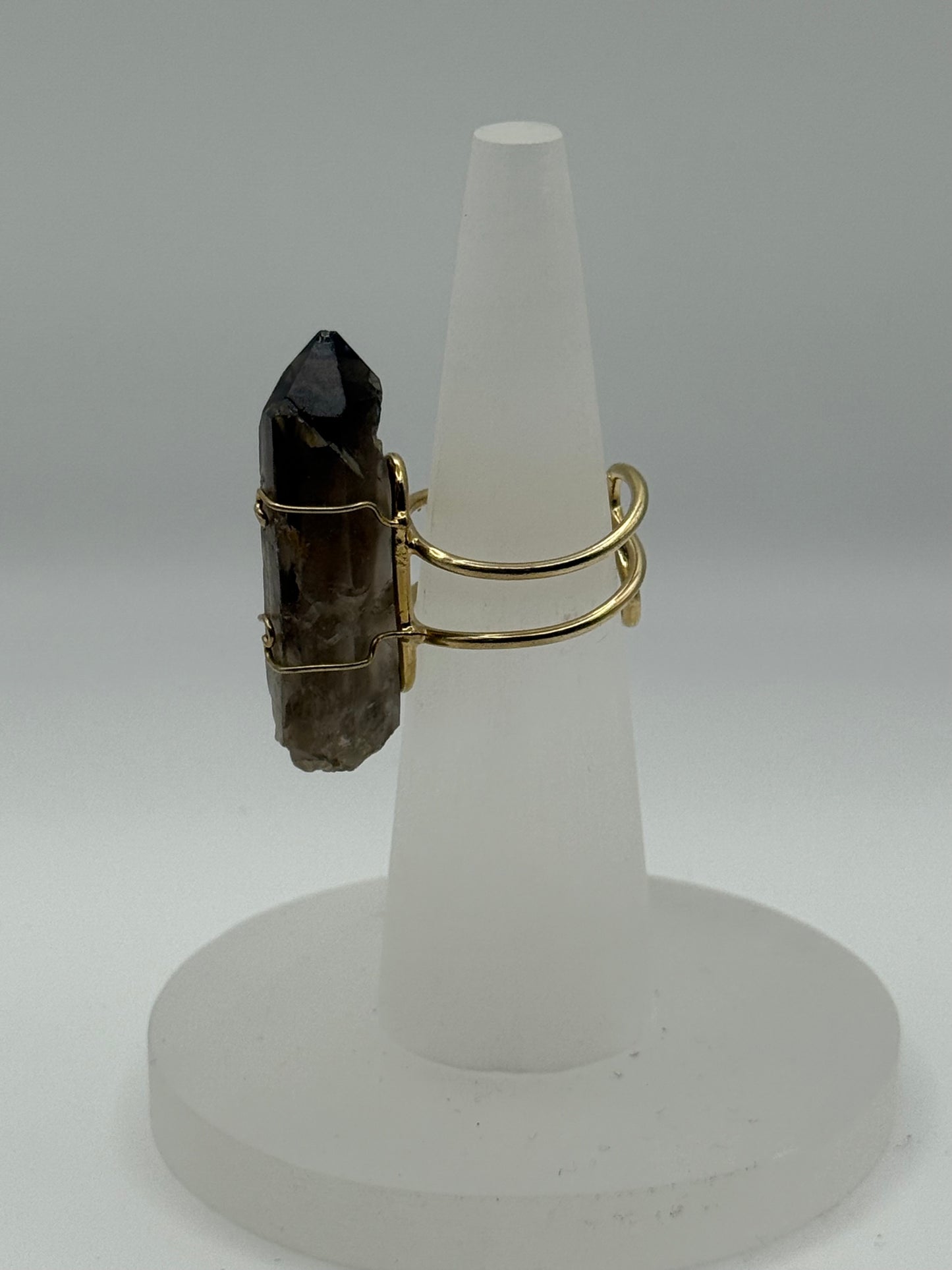 Smokey Quartz Adjustable Ring (gold)