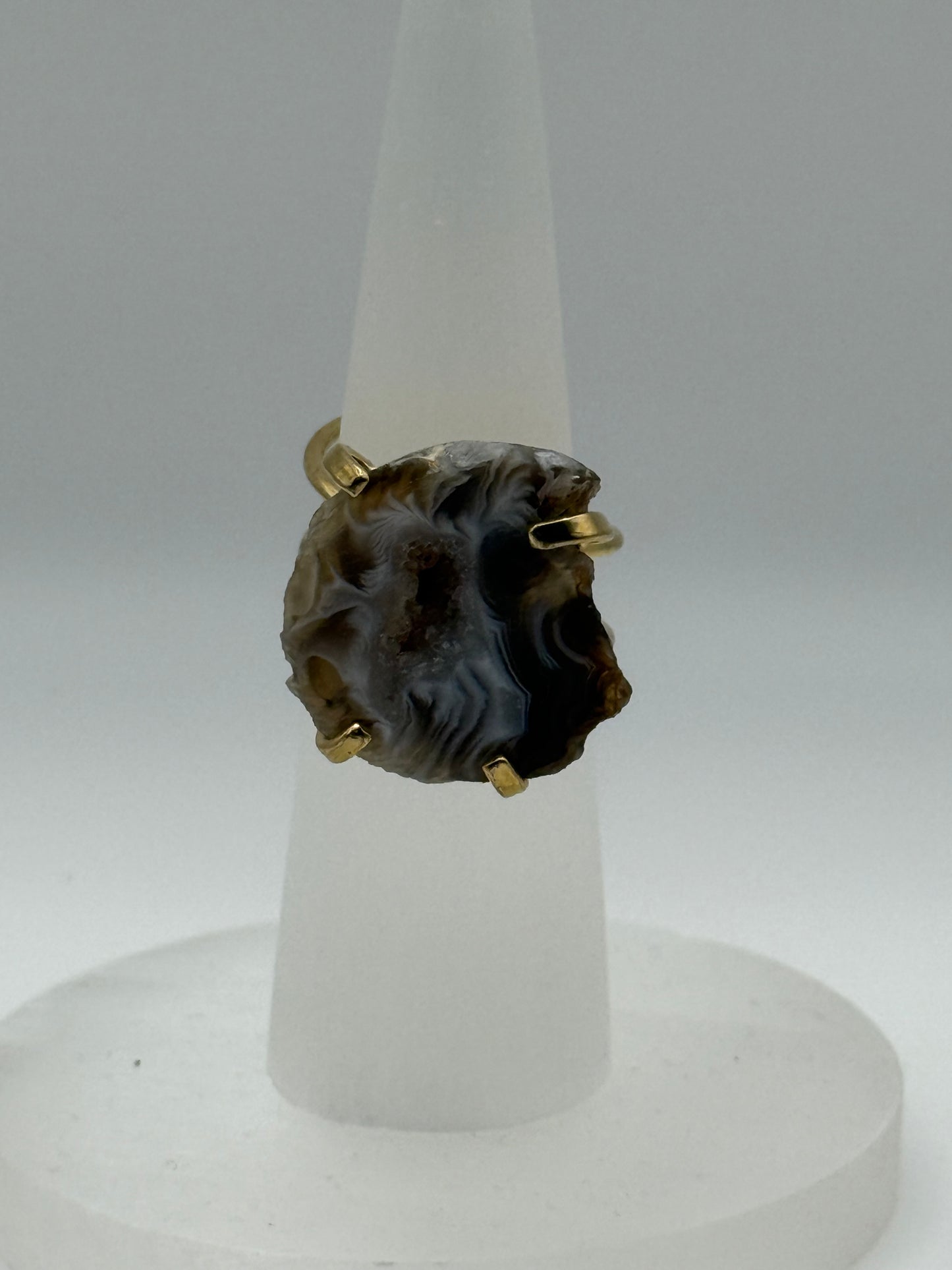 Agate Adjustable Ring (gold) Intuitively Chosen 