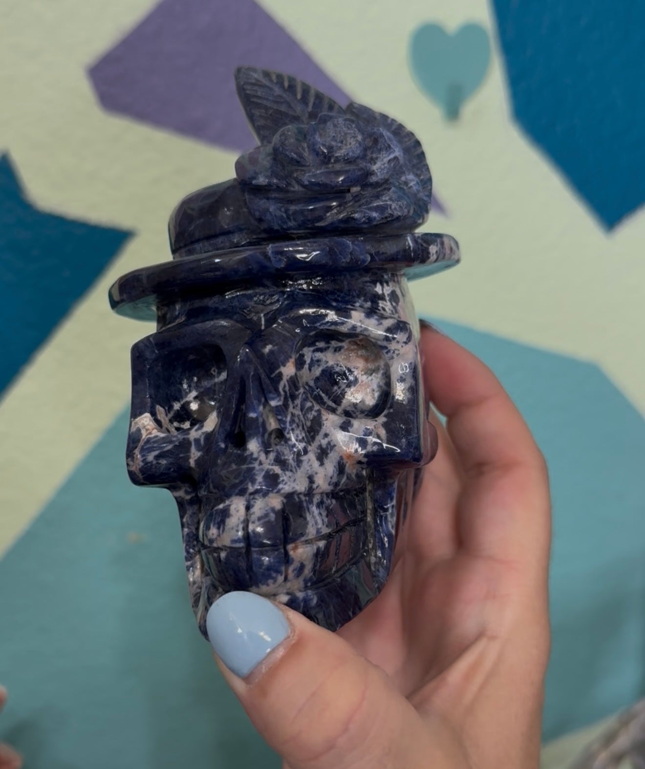 Sodalite Skull with Fedora
