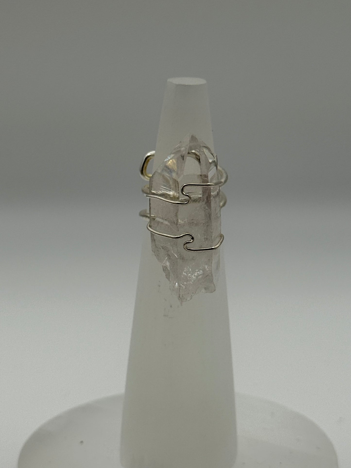 Clear Quartz Adjustable Ring (silver)