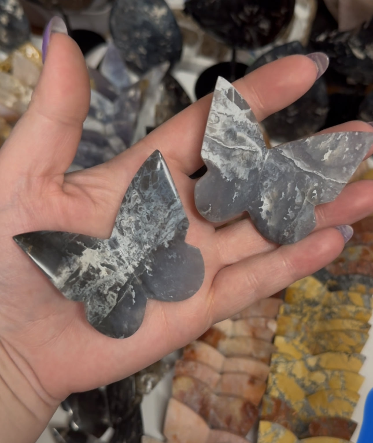 Blue Plume Agate Butterfly