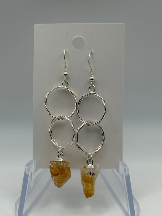 Citrine (heat treated) Silver Circle Earrings