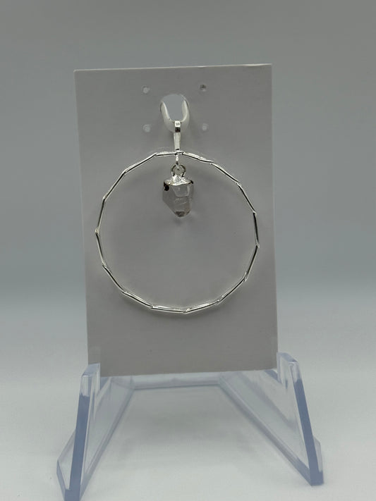 Silver Circle Pendant with Quartz
