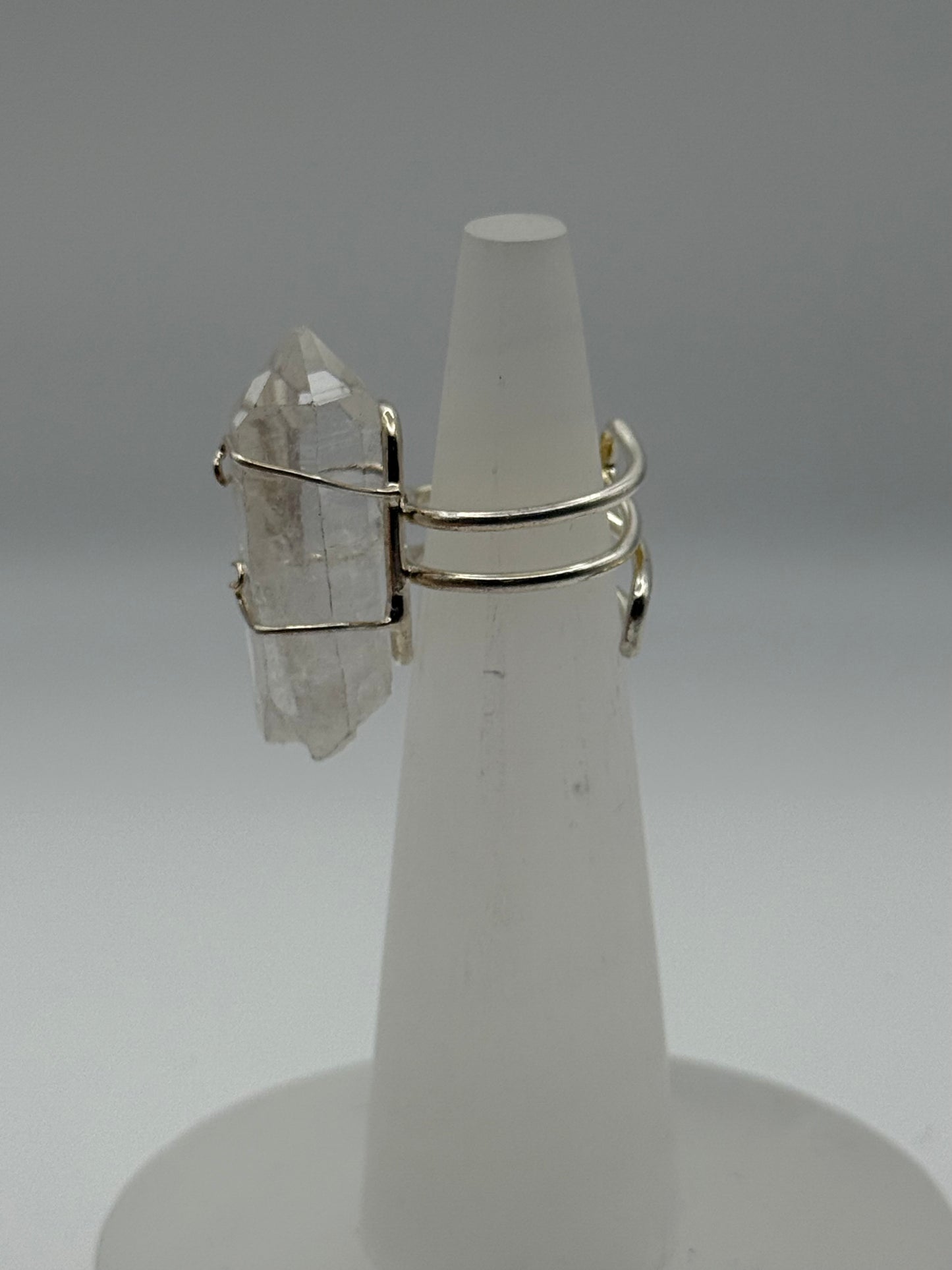 Clear Quartz Adjustable Ring (silver)