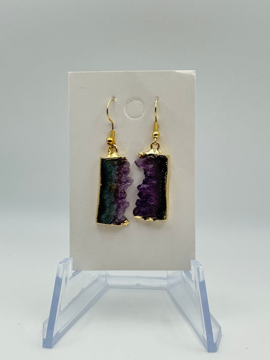 Amethyst Slice Earrings (gold)