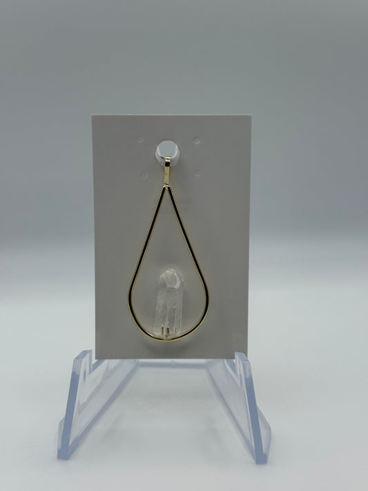 Gold Teardrop with Quartz