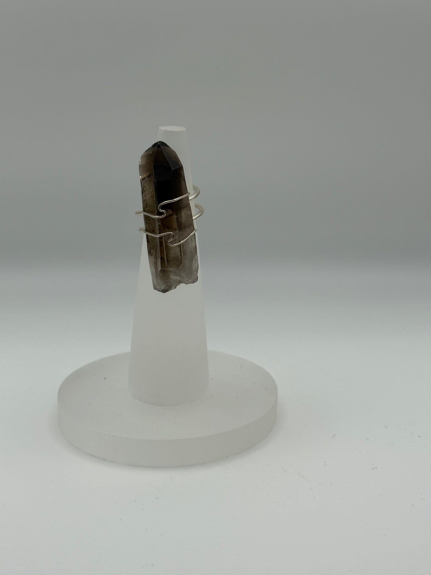 Smokey Quartz Adjustable Ring (silver)
