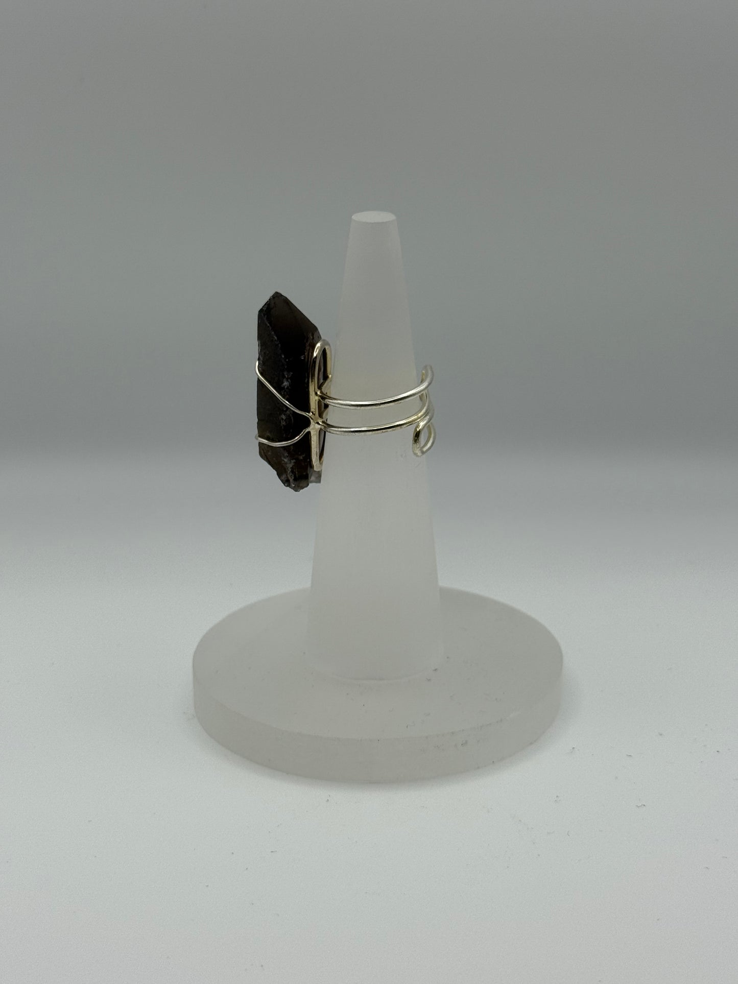 Smokey Quartz Adjustable Ring (silver)