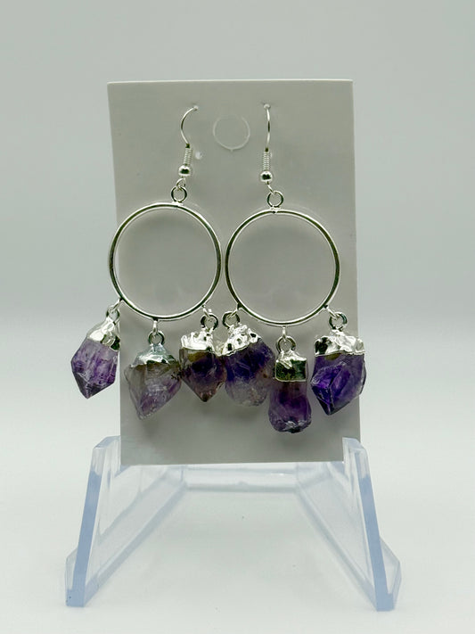 Amethyst Circle Hoop Earrings