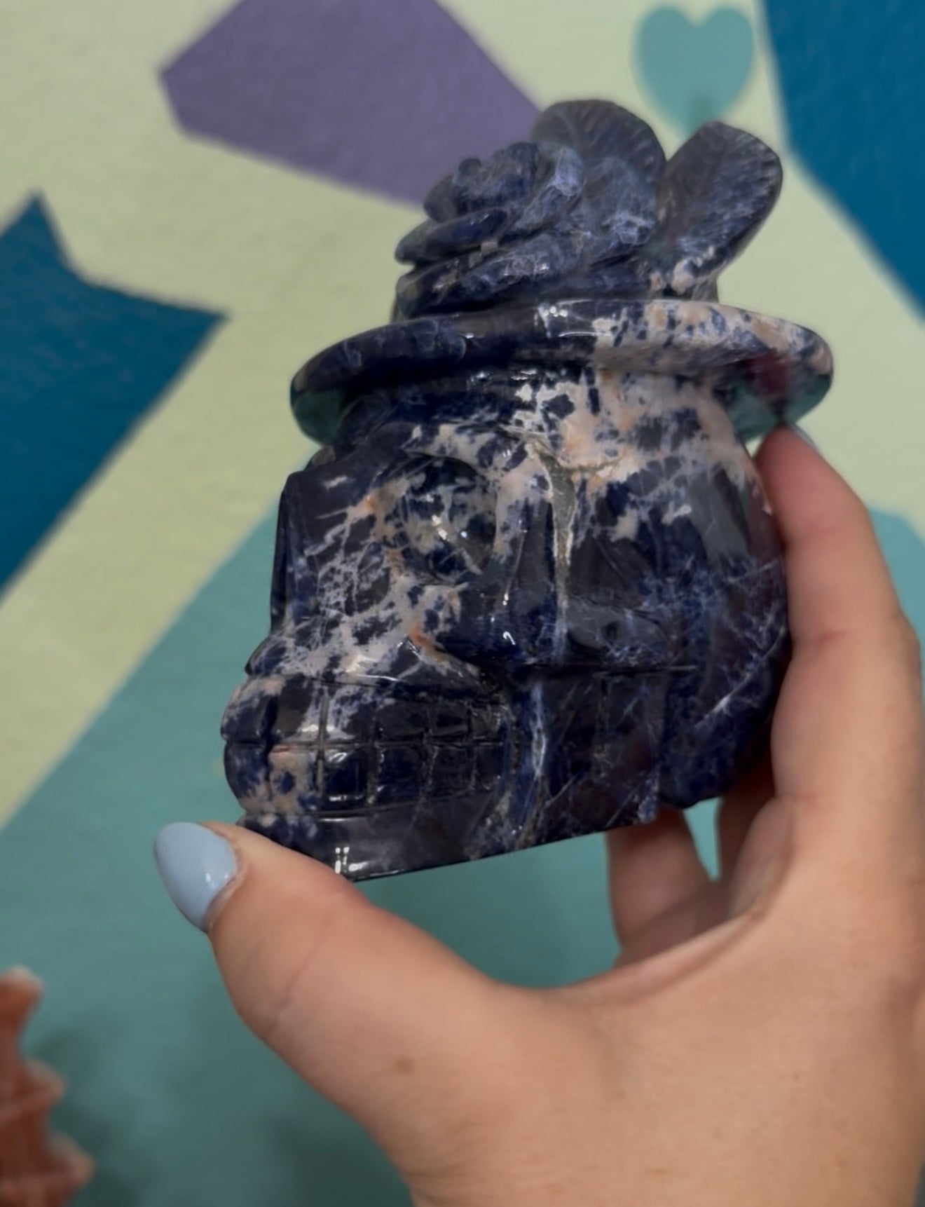 Sodalite Skull with Fedora