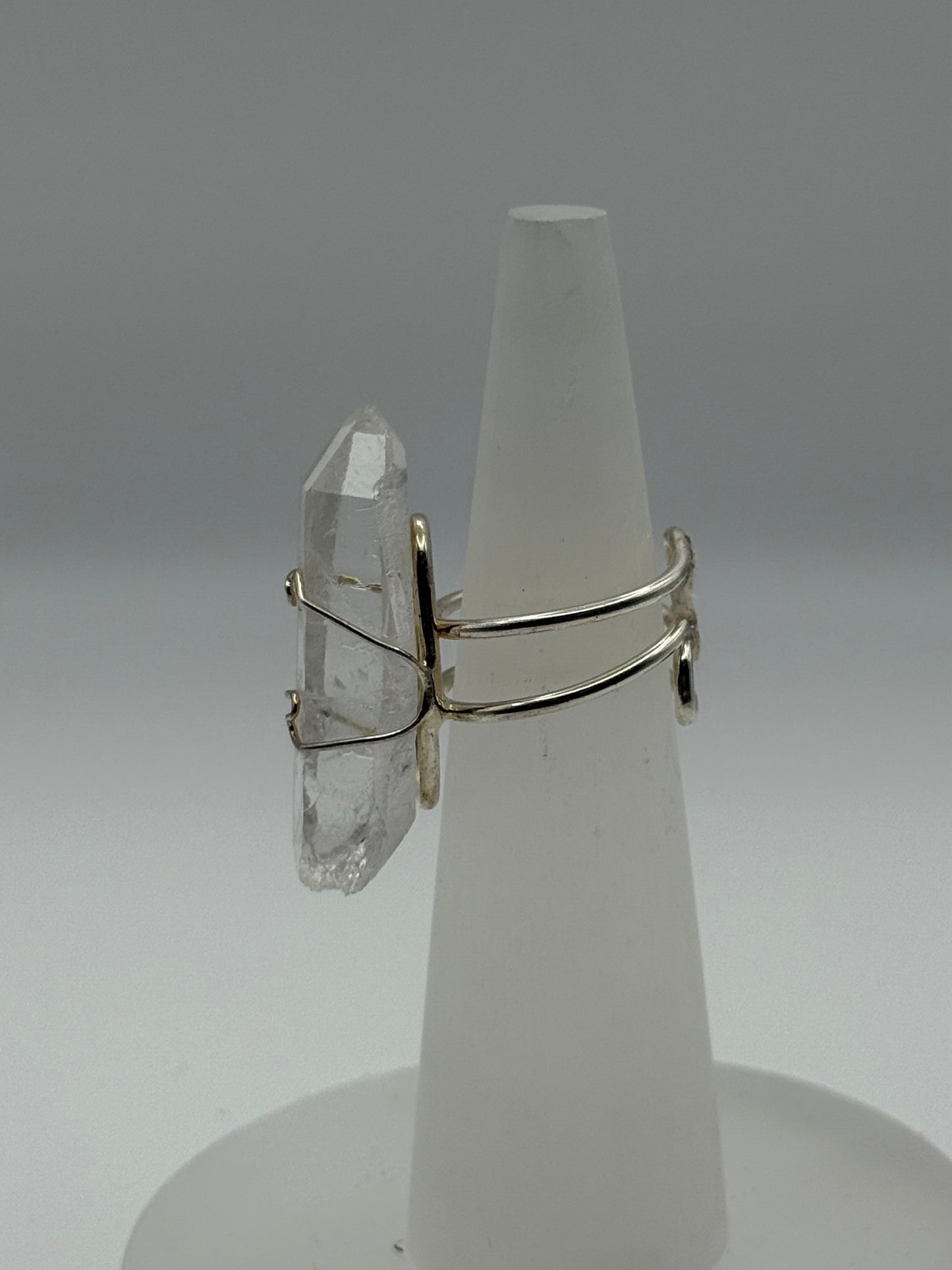 Clear Quartz Adjustable Ring (silver)