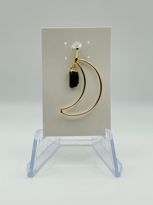 Black Tourmaline Moon Pendant