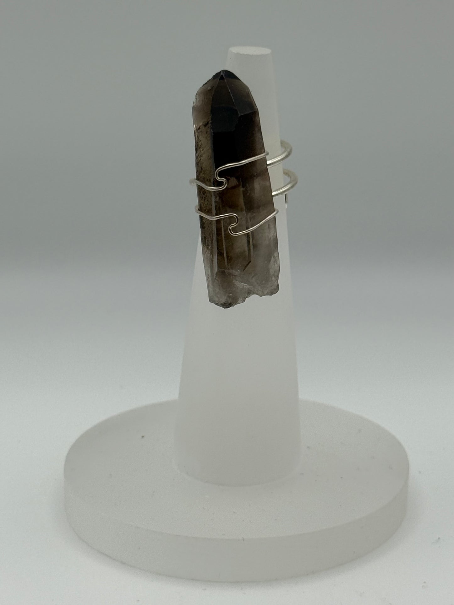 Smokey Quartz Adjustable Ring (silver)