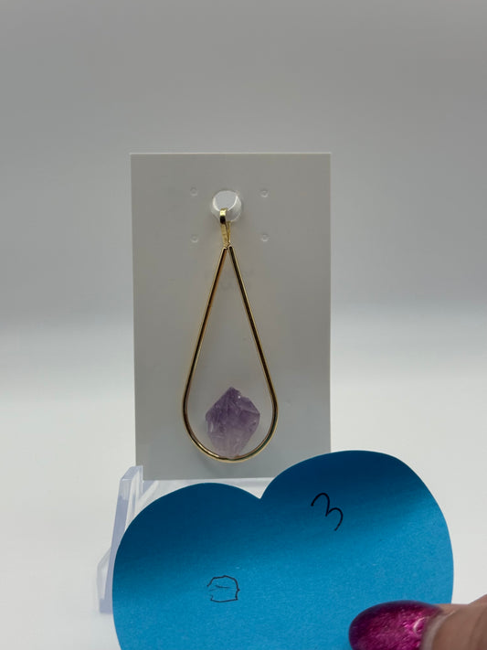 Gold Teardrop with Amethyst