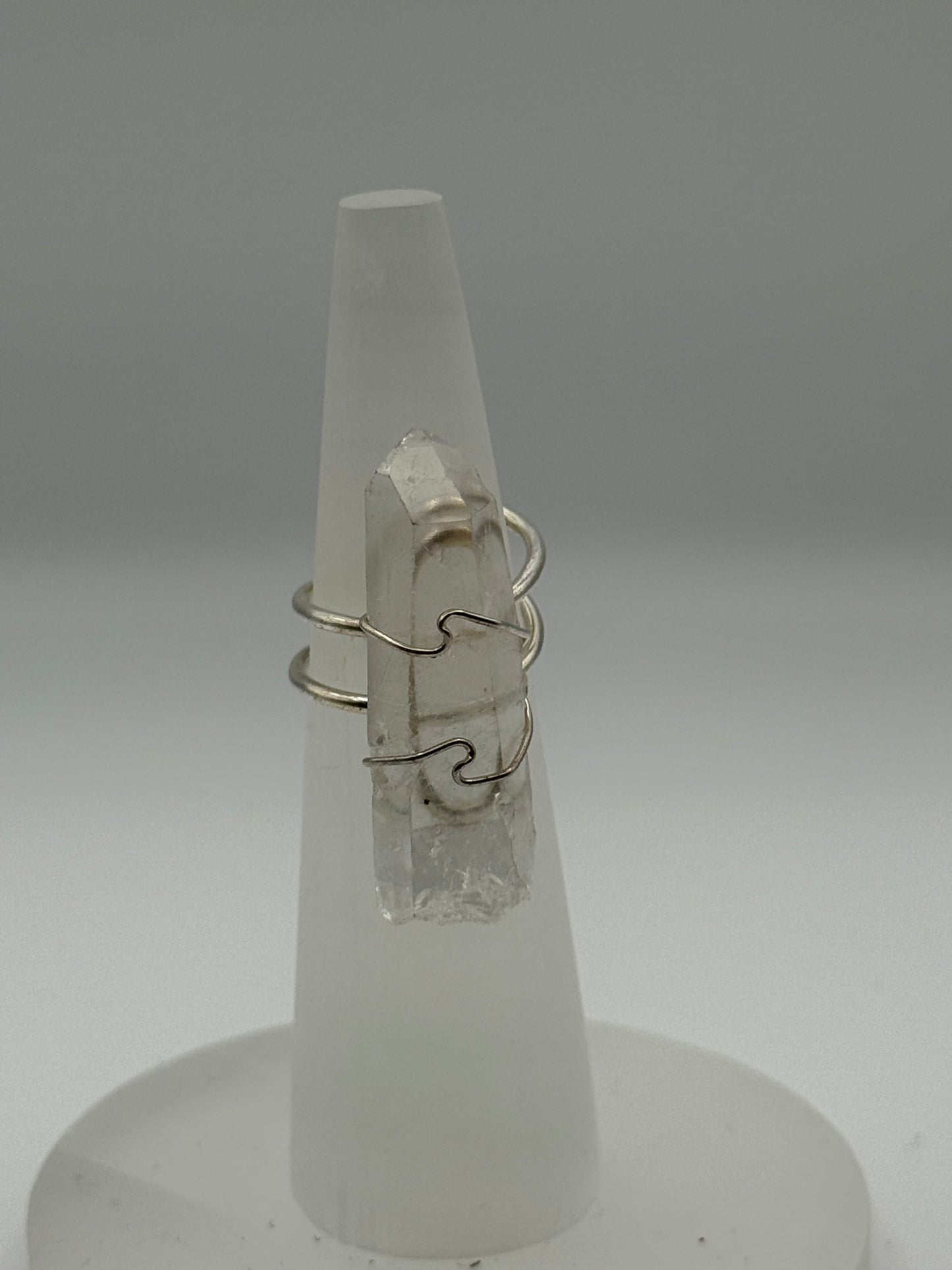 Clear Quartz Adjustable Ring (silver)