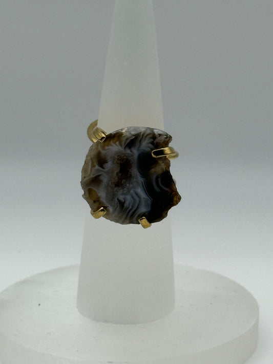 Agate Adjustable Ring (gold) Intuitively Chosen ￼