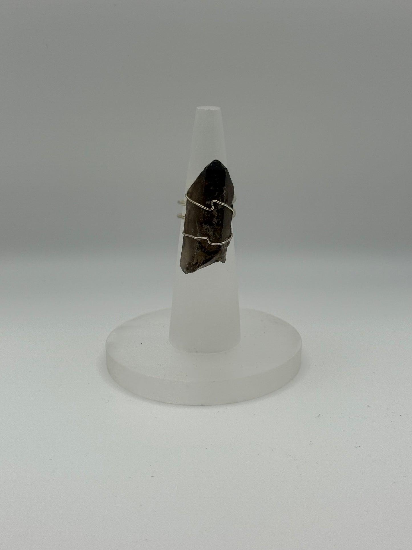 Smokey Quartz Adjustable Ring (silver)