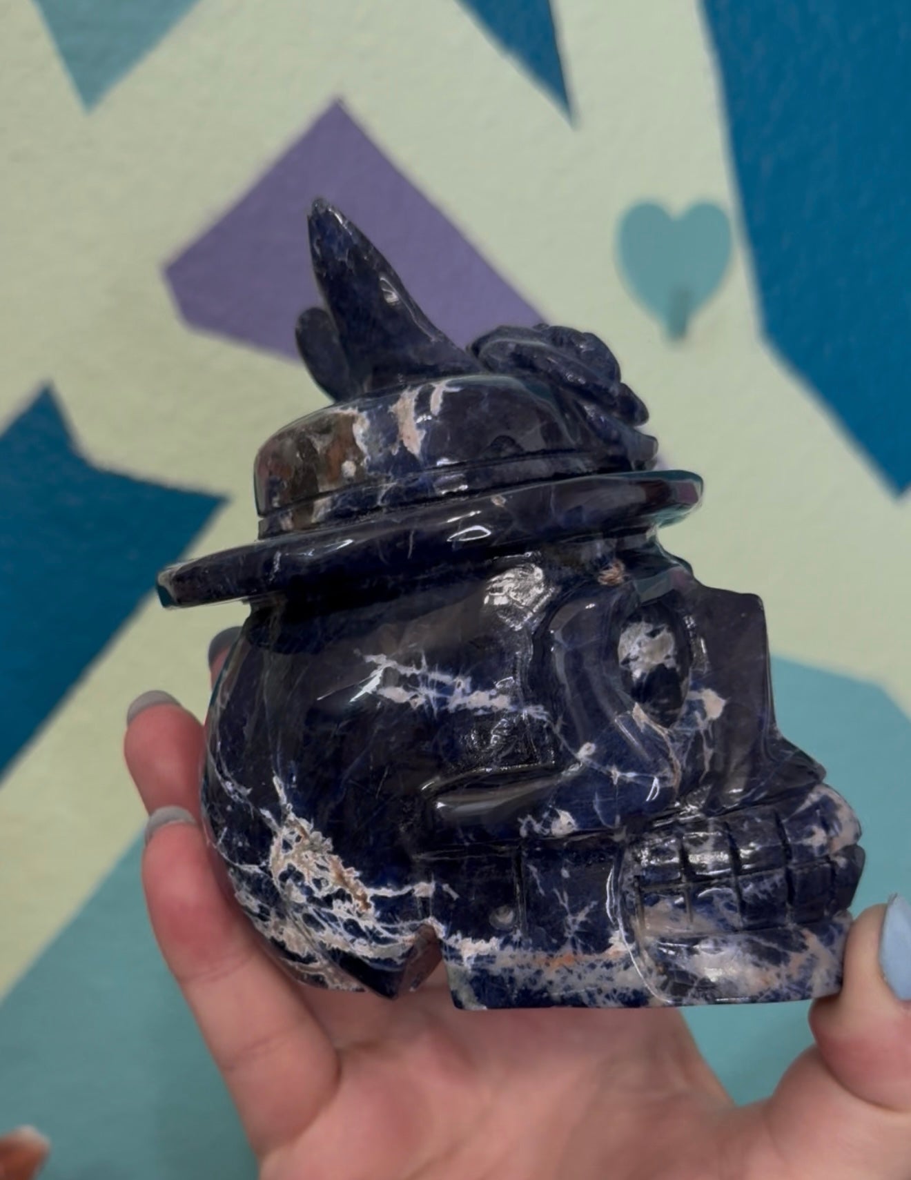 Sodalite Skull with Fedora