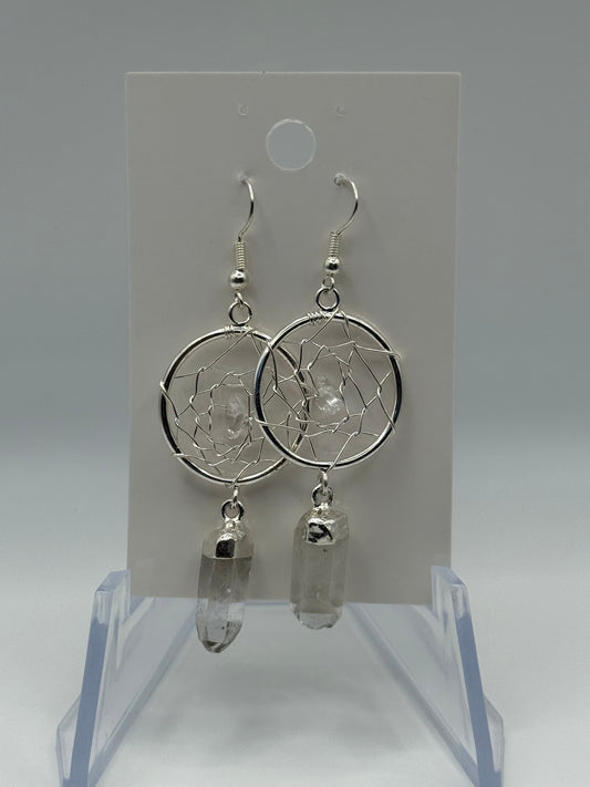 Clear Quartz Dream Catcher Earrings