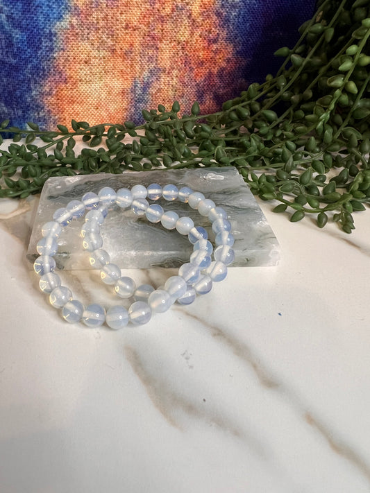 Opalite Round Bead Bracelet